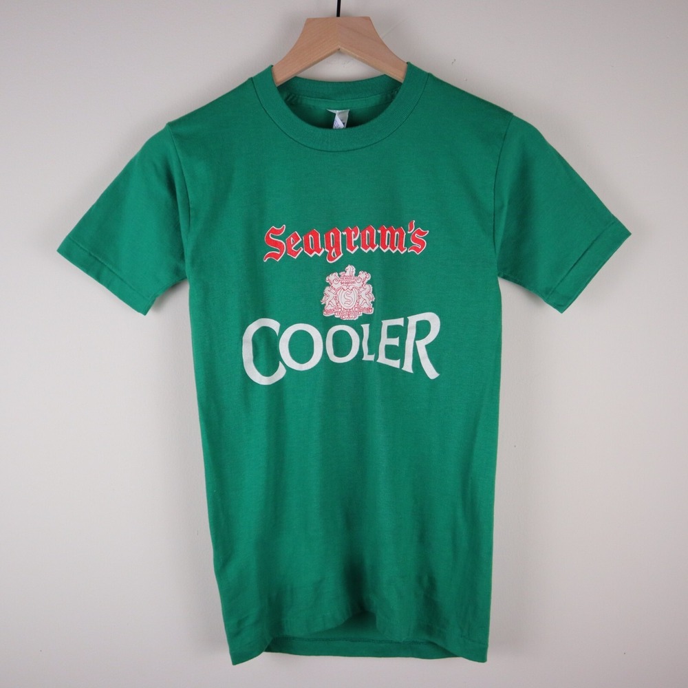 Vintage 80s Seagram's Cooler Promo Shirt Green Adult Small 14.5x24